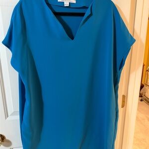 Diane Von Furstenberg Teal V-Neck Tunic Shift w/ pockets